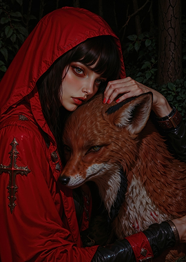 Woman in Red Hood with Fox