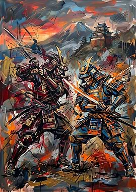 Samurai Battle Painting