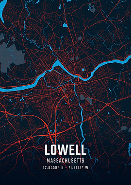 Lowell Massachusetts City Map