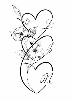 Floral Heart Tattoo Design