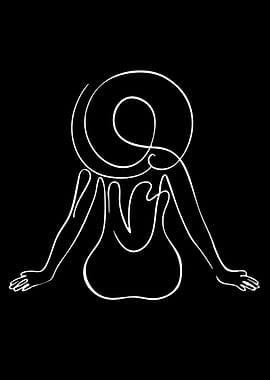 Minimalist Woman in Hat Line Art