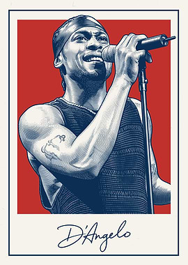 D'Angelo performing with microphone
