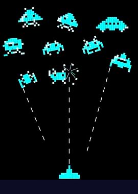 Space Invaders Retro Game Scene