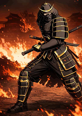 Samurai Warrior in Flames