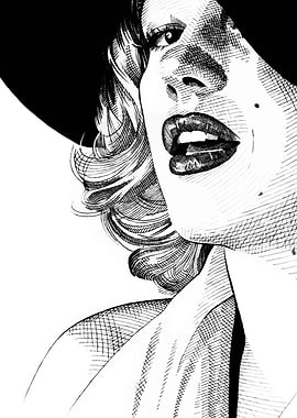 Monochrome Portrait of a Marilyn Monroe in a Hat
