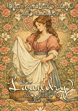 Art Nouveau Woman Doing Laundry