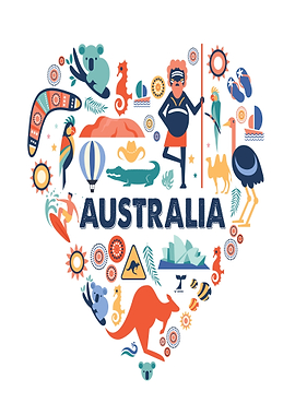Australia Themed Heart Illustration