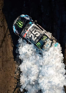 Drifting Race Car with Smoke