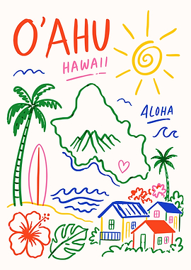 Oahu Hawaii Travel Wall Art