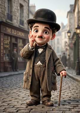 Charlie Chaplin Character in Vintage City
