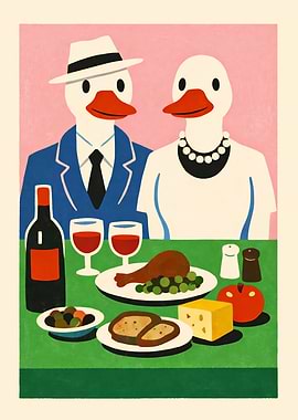 Fancy Ducks Dinner Art Print