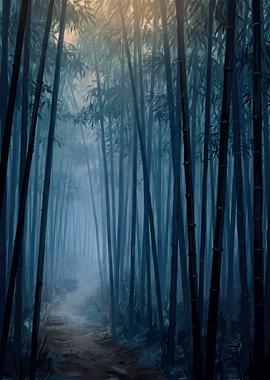 Misty Bamboo Forest Path