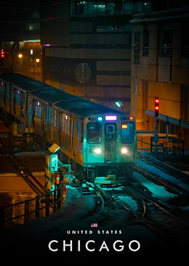 Chicago Train in Winter