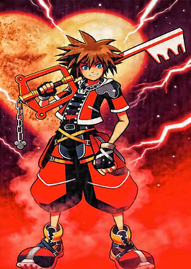 Sora with Keyblade and Heart Moon