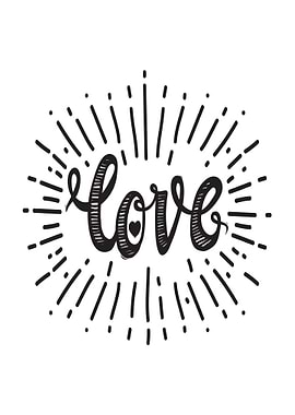 Love Hand Lettering with Sunburst