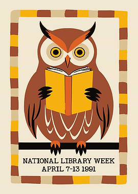 Owl Reading Library Wall Art