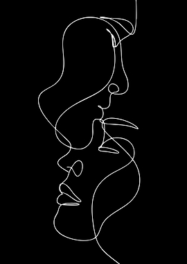 Minimalist Line Art of Two Faces