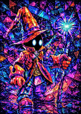 Black Mage Stained Glass Art