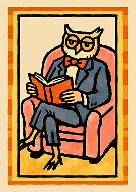 Reading Owl Poster Print