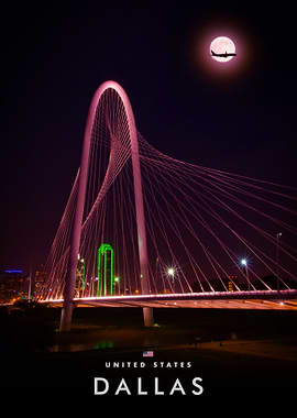 Dallas Margaret Hunt Hill Bridge at Night