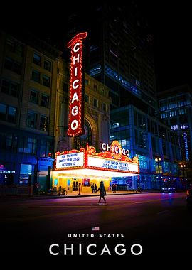 Chicago Theater at Night