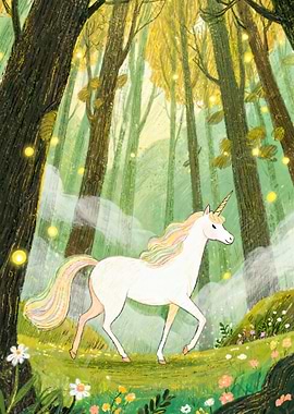 Unicorn in a Magical Forest