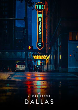Majestic Theater in Dallas at Night