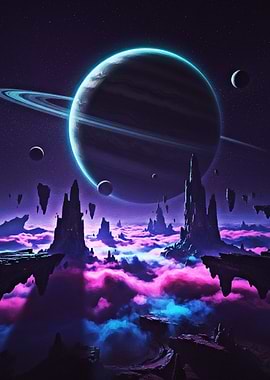 Alien Planet with Rings