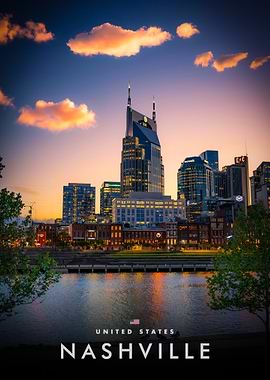 Nashville Skyline at Sunset