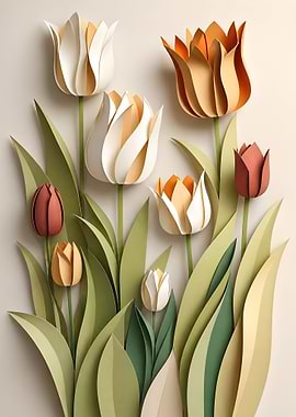 Paper Cutout Tulips Flowers