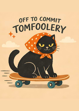 Black Cat on Skateboard