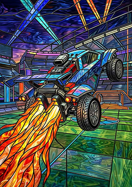 Rocket League Car with Fire Boost