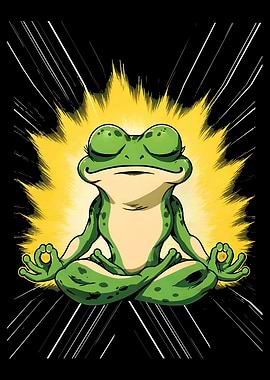 Meditating Frog with Yellow Aura