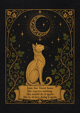 Mystical Cat Under the Moon