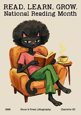 Cat Reading for National Reading Month