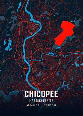Chicopee Massachusetts City Map