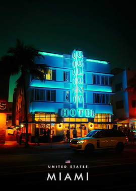 Colony Hotel Miami at Night