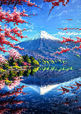 Mount Fuji with Cherry Blossoms