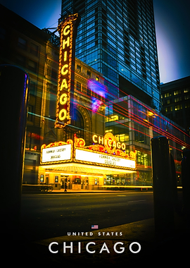 Chicago Theater at Night