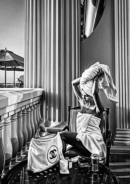 Chanel Bag and Woman in Towel