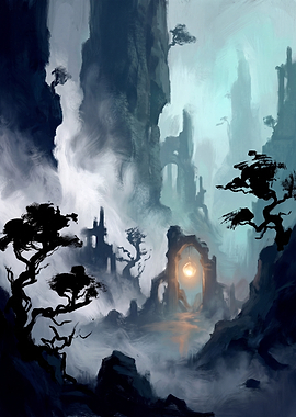 Mystical Ancient Ruins with Glowing Orb