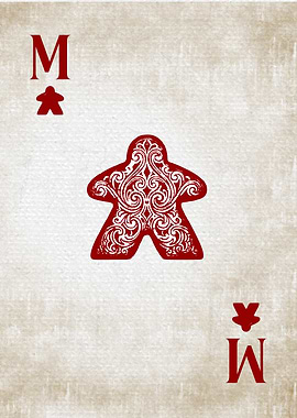 Vintage Style Meeple Ace Playing Card Red