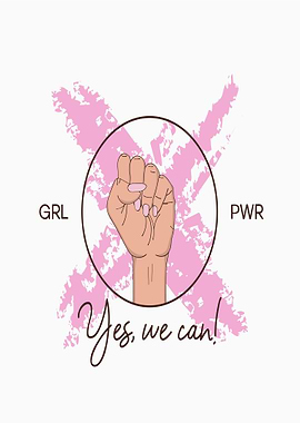 Feminist Fist with 'Yes, we can!'
