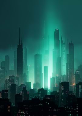 Futuristic Cityscape at Night