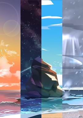 Four Seasons Coastal Landscape Montage