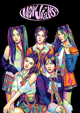 New Jeans K-Pop Group Pop Art