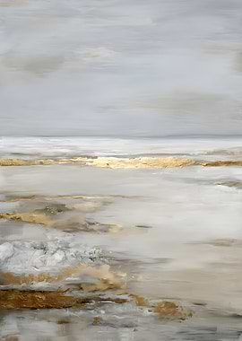 Abstract Gold and White Landscape Painting