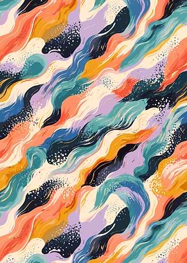 Colorful Abstract Waves – Modern Boho Minimalist Wall Art Poster