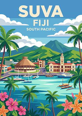 Suva, Fiji Travel Poster
