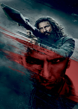 Warrior with Weapon and Red Splatter